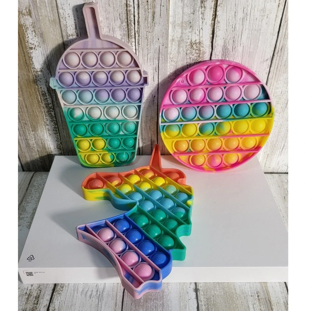 Pop It Fidget Toys Lot Butterfly Heart Lolipo/ Unicorn,a circle shape,drink cup - Picture 8 of 8